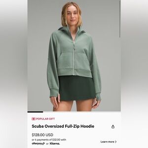 Lululemon Athletica Green Scuba Oversized Full-Zip Hoodie